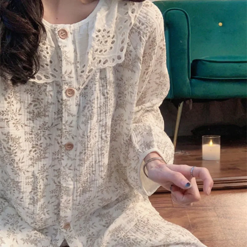 

Pajamas Clothes Set Women's Clothing Homewear Spring Summer Autumn Korea Cardigan Comfort Casual Fashion Breathable Loose Fit