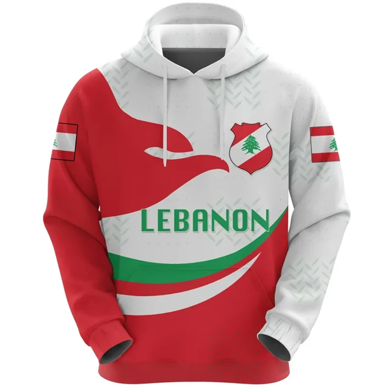 The Republic Of Lebanon Map Flag Graphic Sweatshirts National Emblem Cedrus Deodara Hoodies For Men Clothes Casual Women Hoody