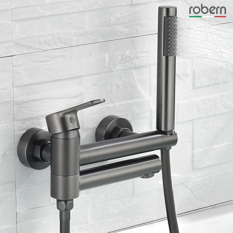 Rubinetto per vasca da bagno a parete Miscelatore acqua calda e fredda con soffione a pioggia per bagni Doccia a pioggia