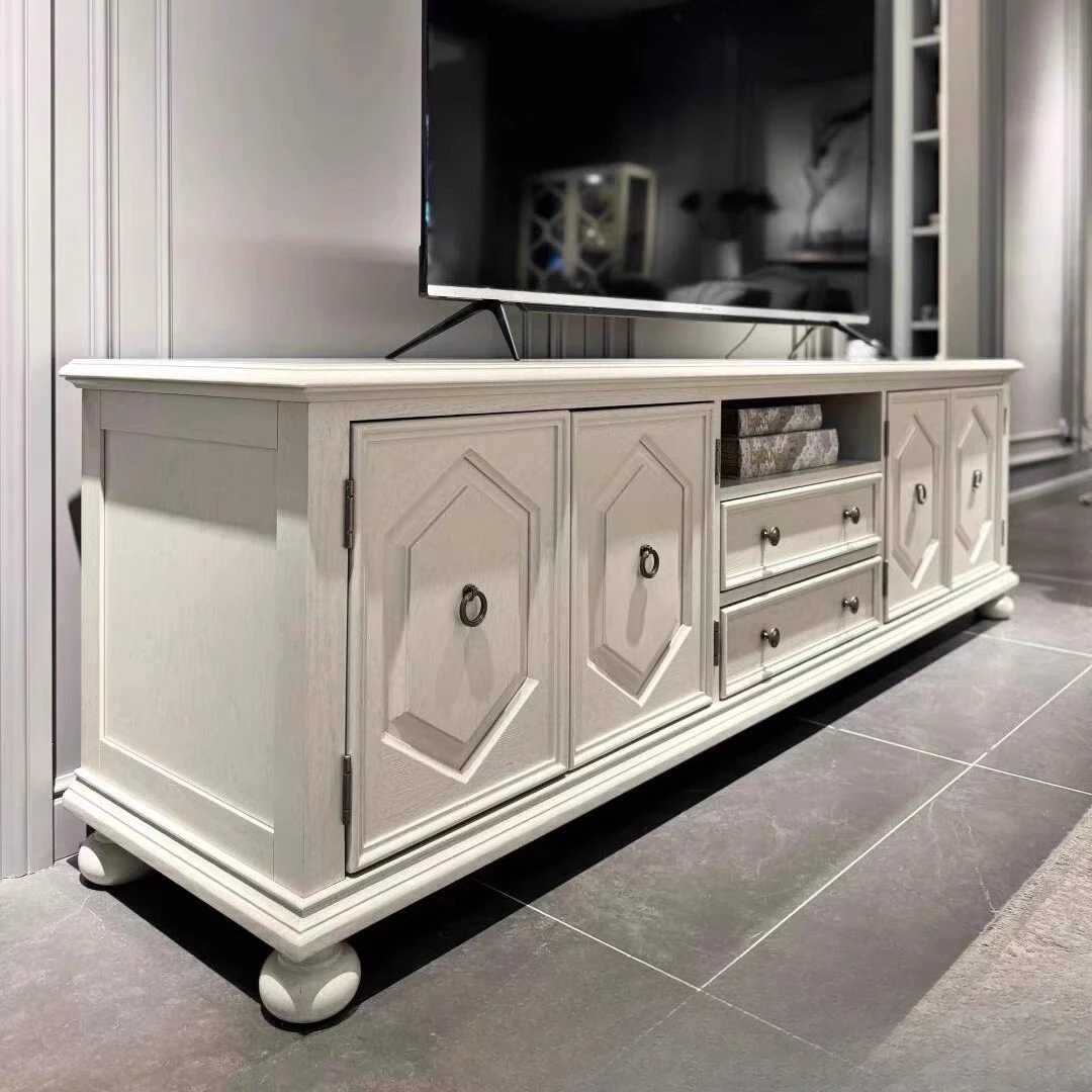 Американский сельский шкаф для телевизора из цельного дерева, старая гостиная, напольный шкаф для хранения в спальне во французском стиле ретро, низкий шкаф