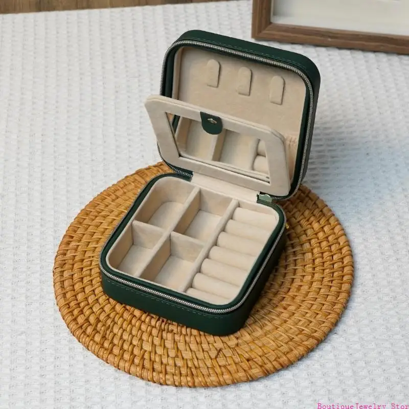 

E1PE Portable PU Jewelry Organiser Box Practical Travel Storage Case With Soft Lining