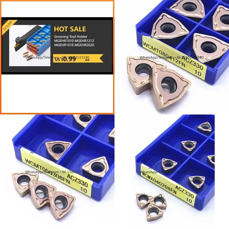 WCMX030208 WCMX040208 WCMT050308 WCMT06T308 WCMT080412 FN ACZ330 U Drill Grooving Tool WCMX Carbide Insert Blade Turning Tool