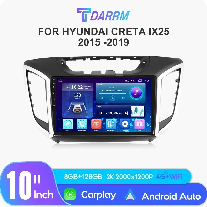 

Car AutoRadio For Hyundai Creta ix25 2015 -2019 GPS Navigation Carplay Wirerless 10.1 inch Radio Multimedia Video Player Set