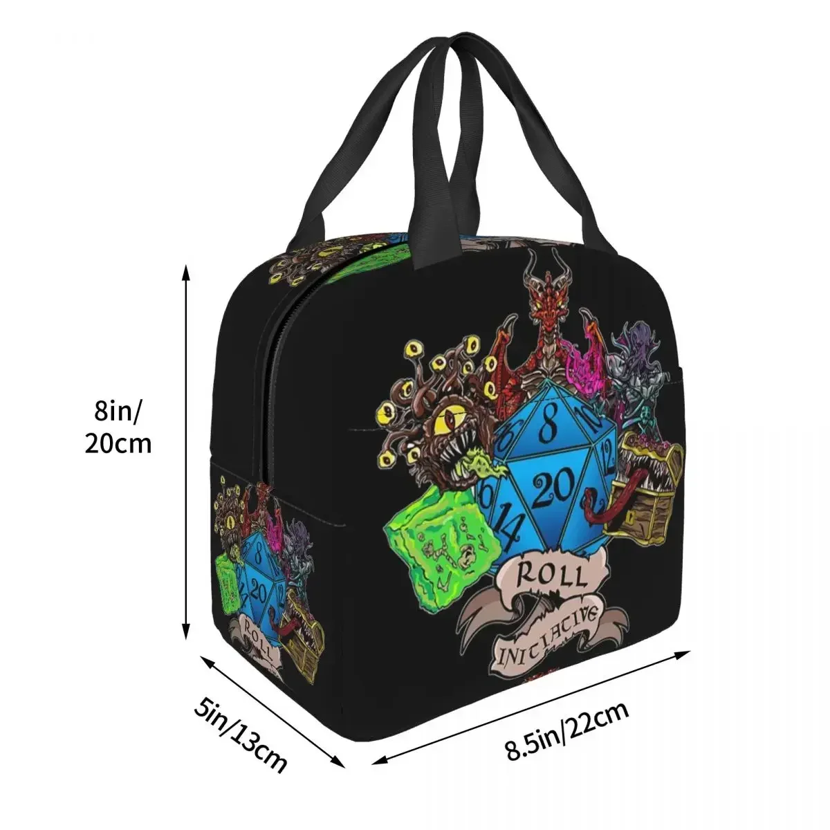 Roll Initiative Dungeon And Dragon Insulated Lunch Bag for Women Kids Portable Food Boxes Thermal Lunch Box Tote