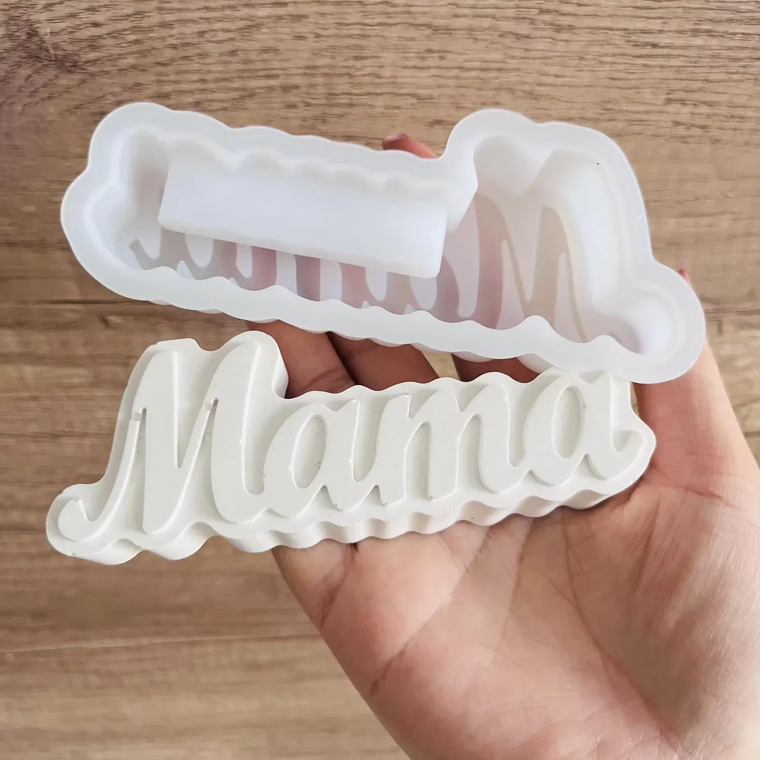 Molde de Silicona de Alta Calidad para Jarrones, Molde Reutilizable Multiusos con Letra 'Mama', Kit de Manualidades con Resina Epoxi y Yeso para Aromaterapia