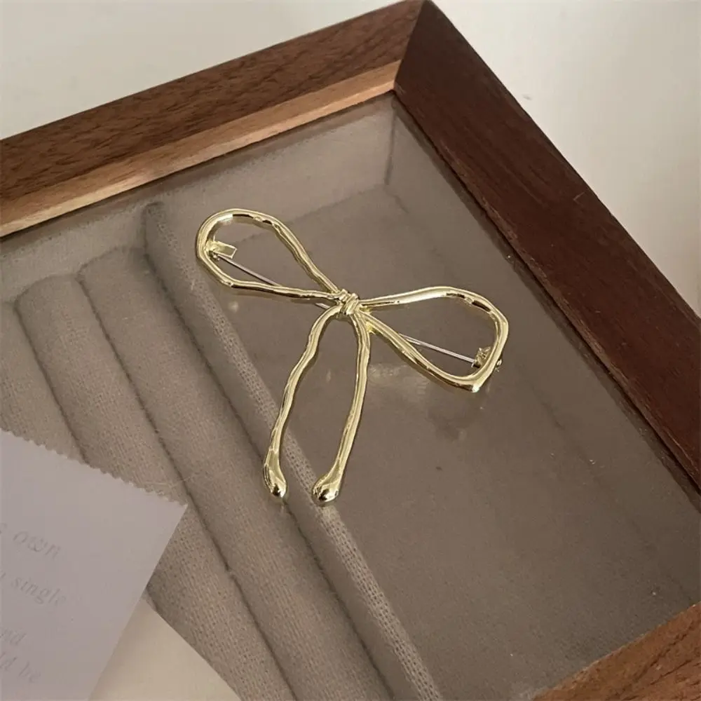 Balletcore Bowknot Brooch Korean Style Jewelry Accessories Hollow Metal Brooch Clothes Accessories Alloy Anti-Exposure Brooch