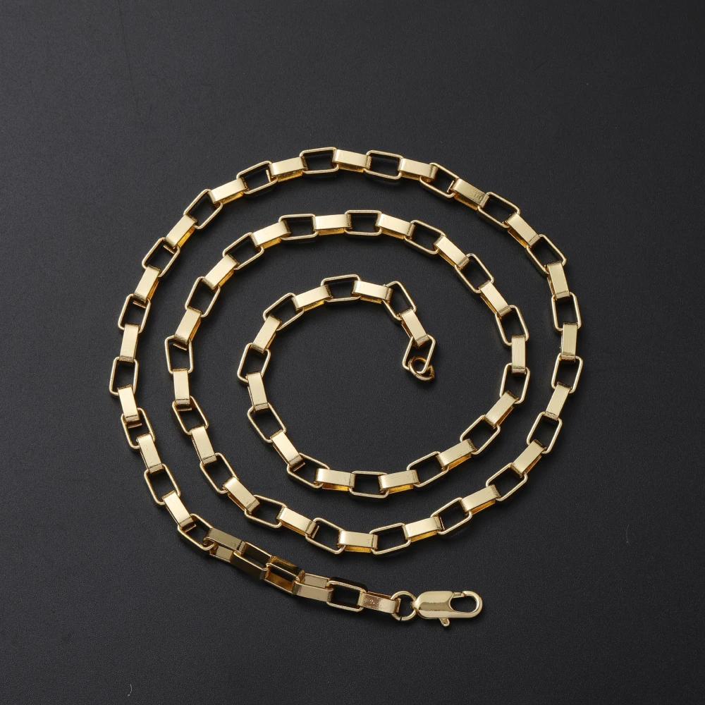 

925 Sterling Silver 18K gold plated box chain necklace jewelry for women men wedding fashion Cute charm 20inch