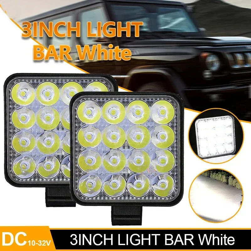 

Светодиодная рабочая фара 48W для автомобиля, миниатюрная, 16 SMD, круглая/квадратная, 12V/24V, противотуманная фара для внедорожников, квадроциклов, ATV, прожектор