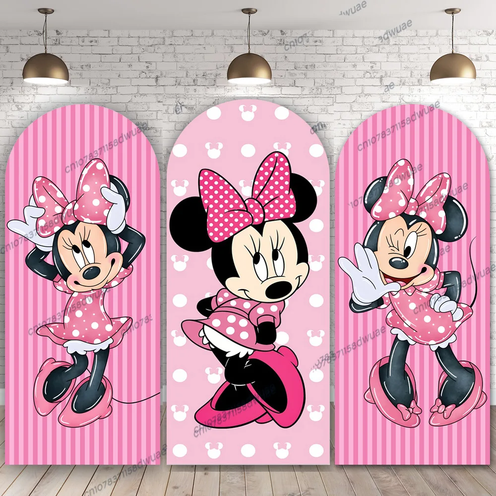 

Minnie Pink Arch Photography Backdrop Birthday Party Photo Background Baby Shower Photography Backdrop