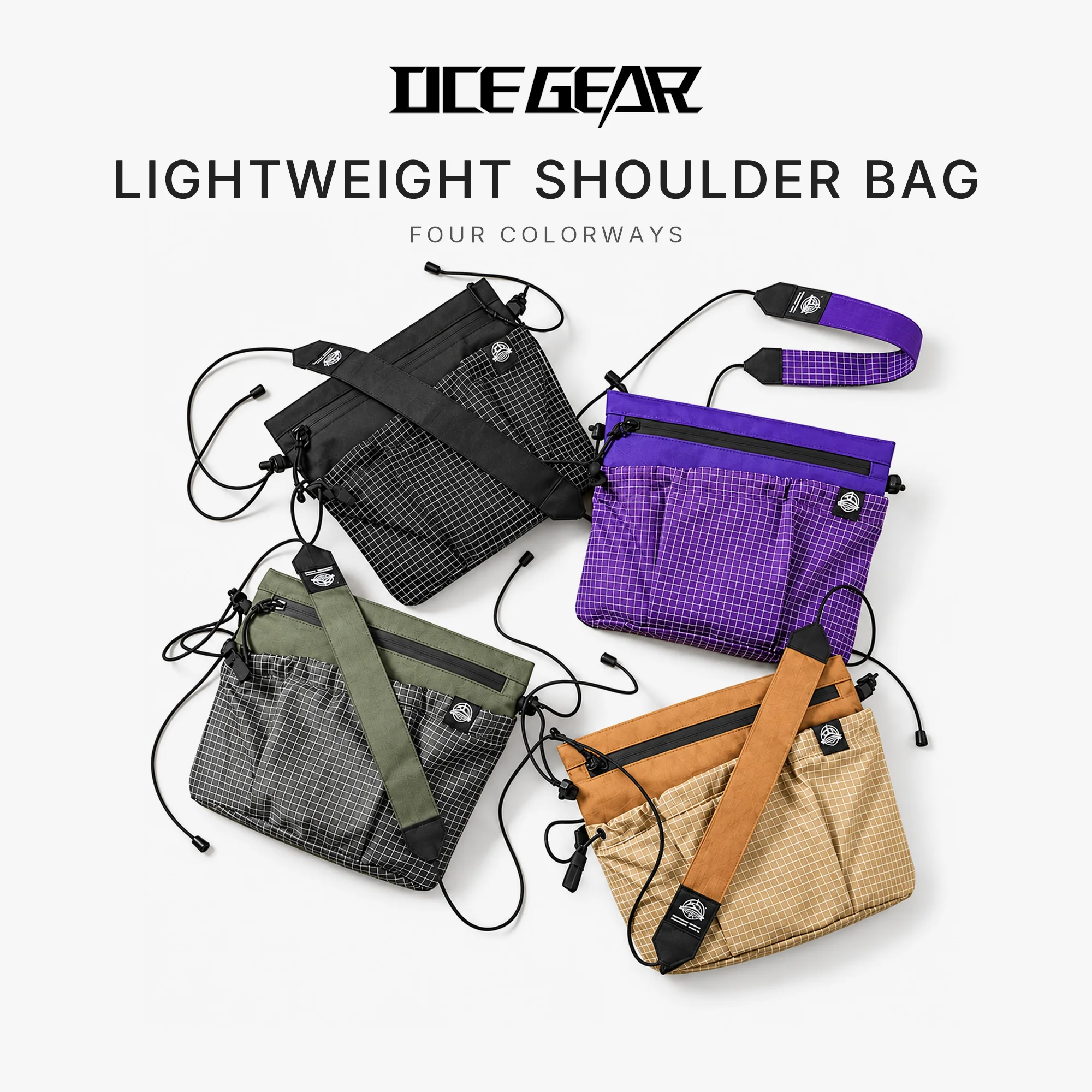 Lightweight Crossbody Bag Waterproof X Pac Nylon Ripstop Small Shoulder Bag Adjustable Strap Travel Hiking Daily Sling Pouch