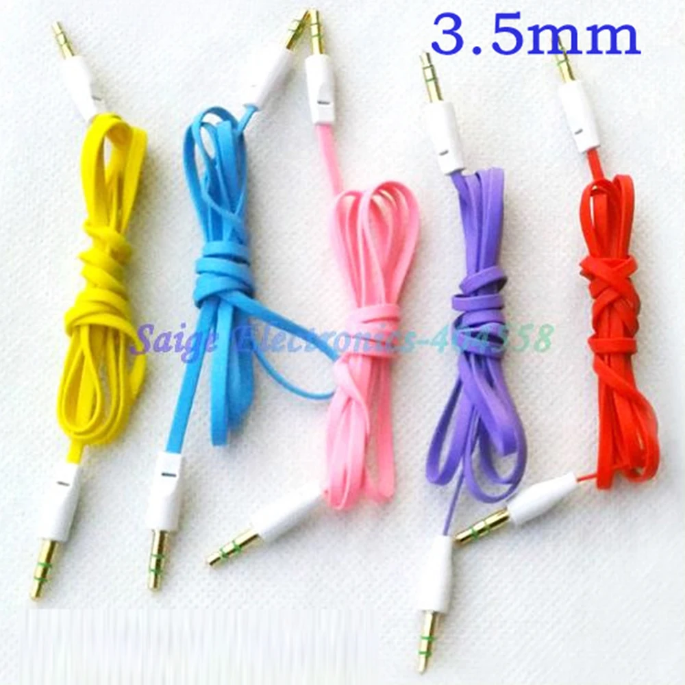 3.5mm Male to Male M/M Headphone Audio Extension Cable Flat Noodle Style Car Audio AUX Cable