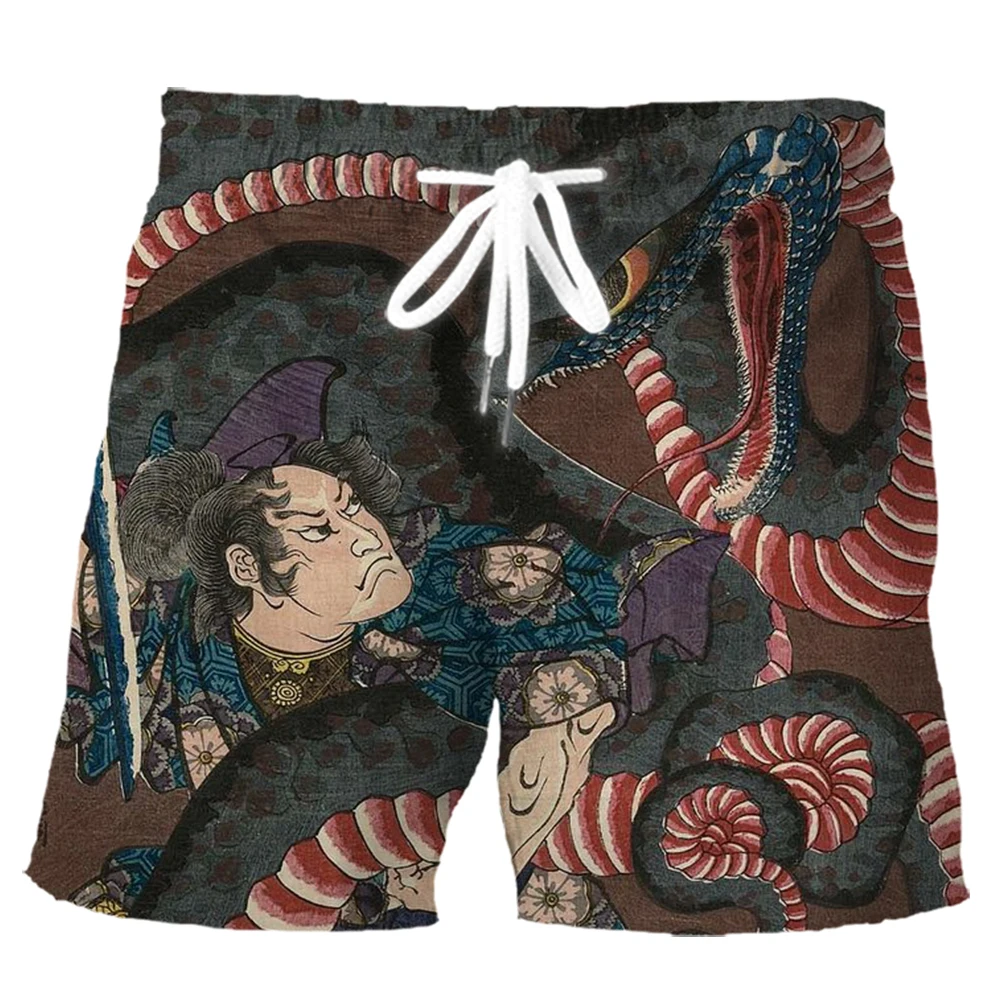 

CLOOCL Fashion Shorts Japanese Sakura Samurai Snake 3D Printed Sports Pants Summer Polyester Men Casual Board Shorts S-5XL