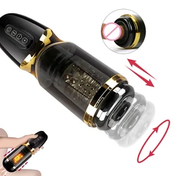 Automatic Telescopic Sucking Rotation Male Masturbation Cup 10 Modes Silicone Vagina Real Pussy Adult Machine Sex Toys For Men