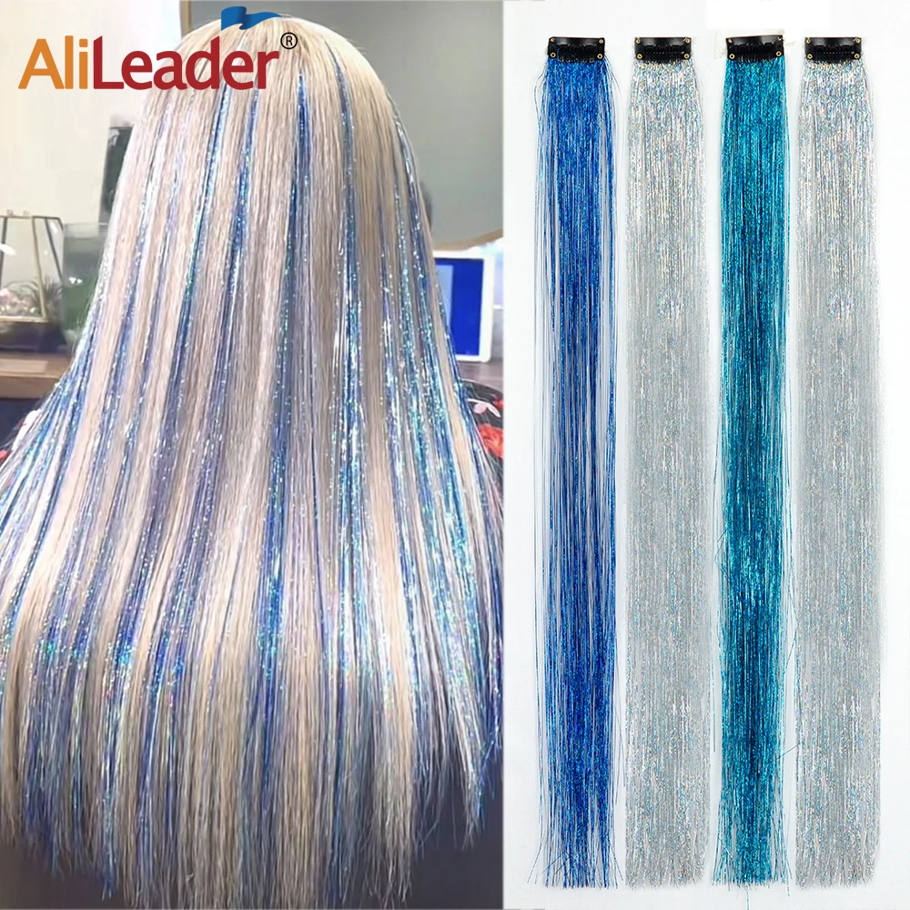 Kit d\'extension de cheveux à clipser, Tinsel brillant, Tinsel nickel é, Tinsel à paillettes, Tinsel à clipser, Rotterdam Kle, 19,5 po, Nouveau
