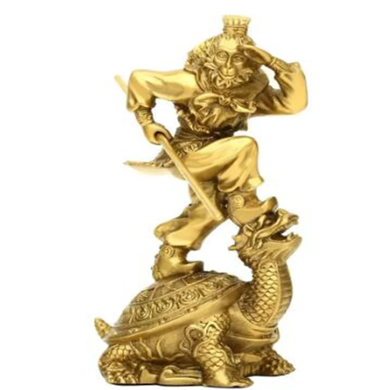 

BRABUD Chinese Mythology Figure Sun Wukong Statue Monkey King with Dragon Turtle Figurine Home Office Table Decoration Collectio