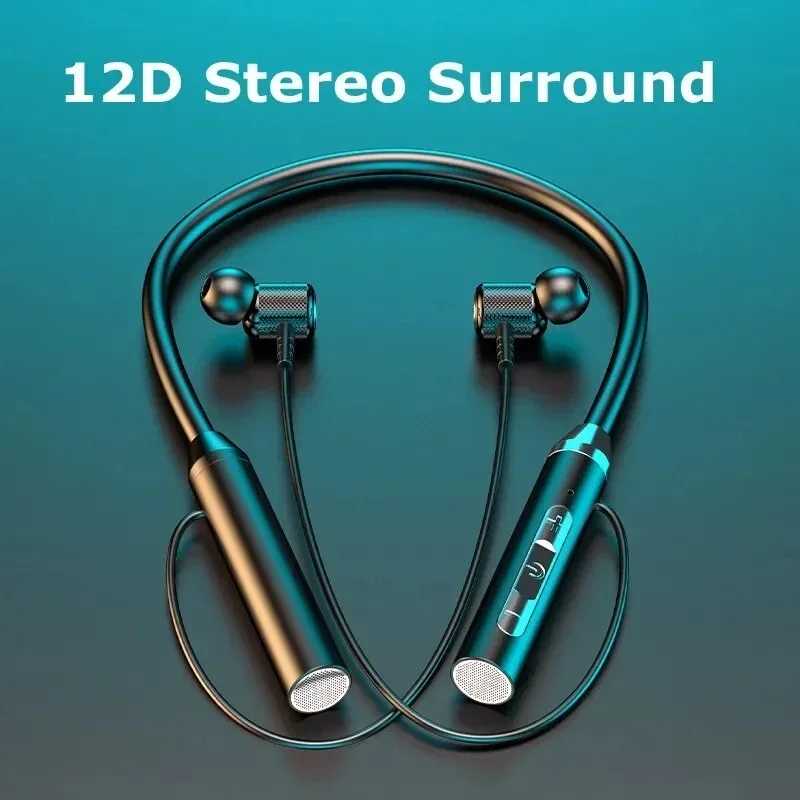Écouteurs sans fil Bluetooth 5.0 pour le cou, bouchons d'oreille magnétiques en silicone, haute fidélité, stéréo 9D, écouteurs de sport, extérieur