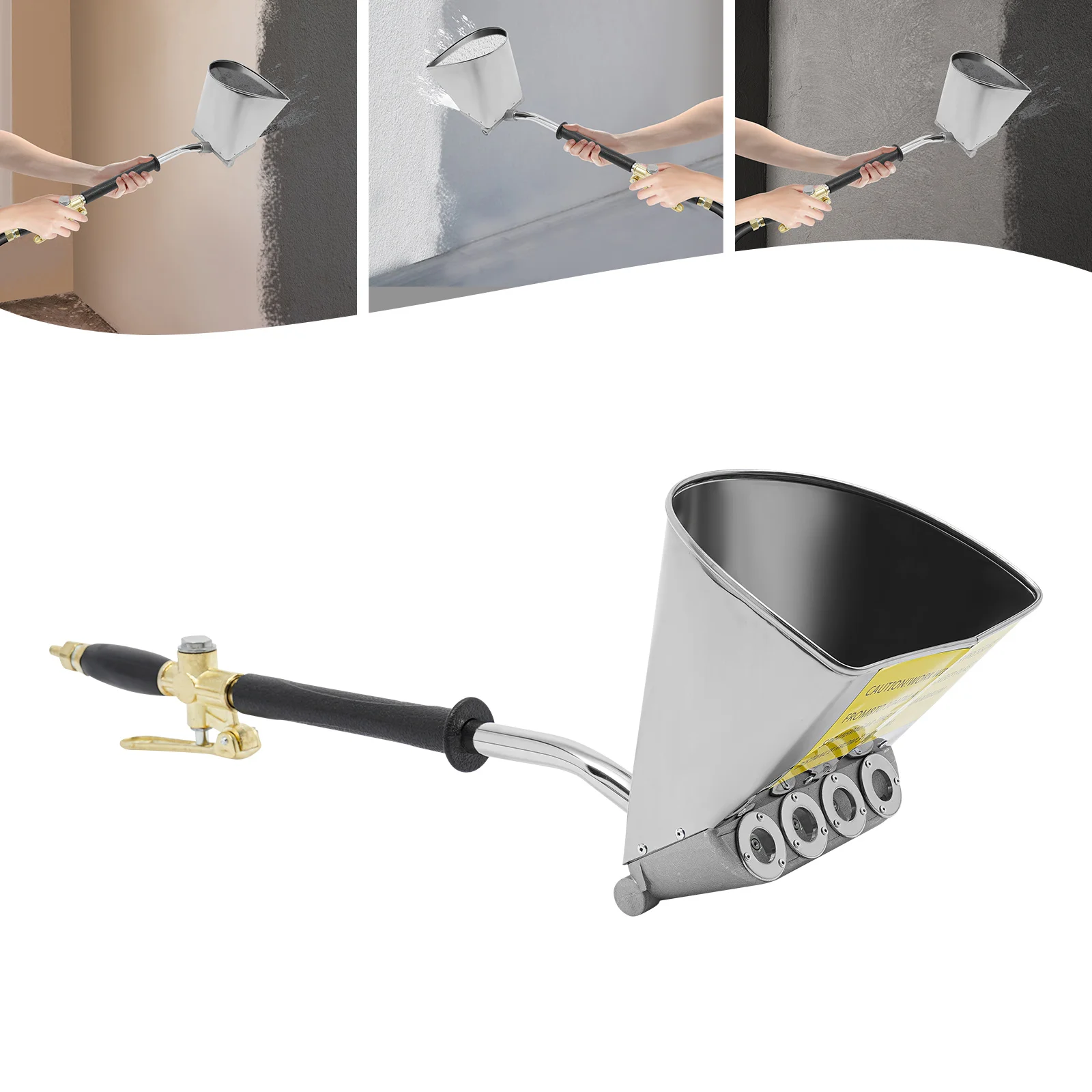 Air Stucco Cement Texture Hopper Sprayer Plaster Wall Plastering Tool House Paint 4 Jets