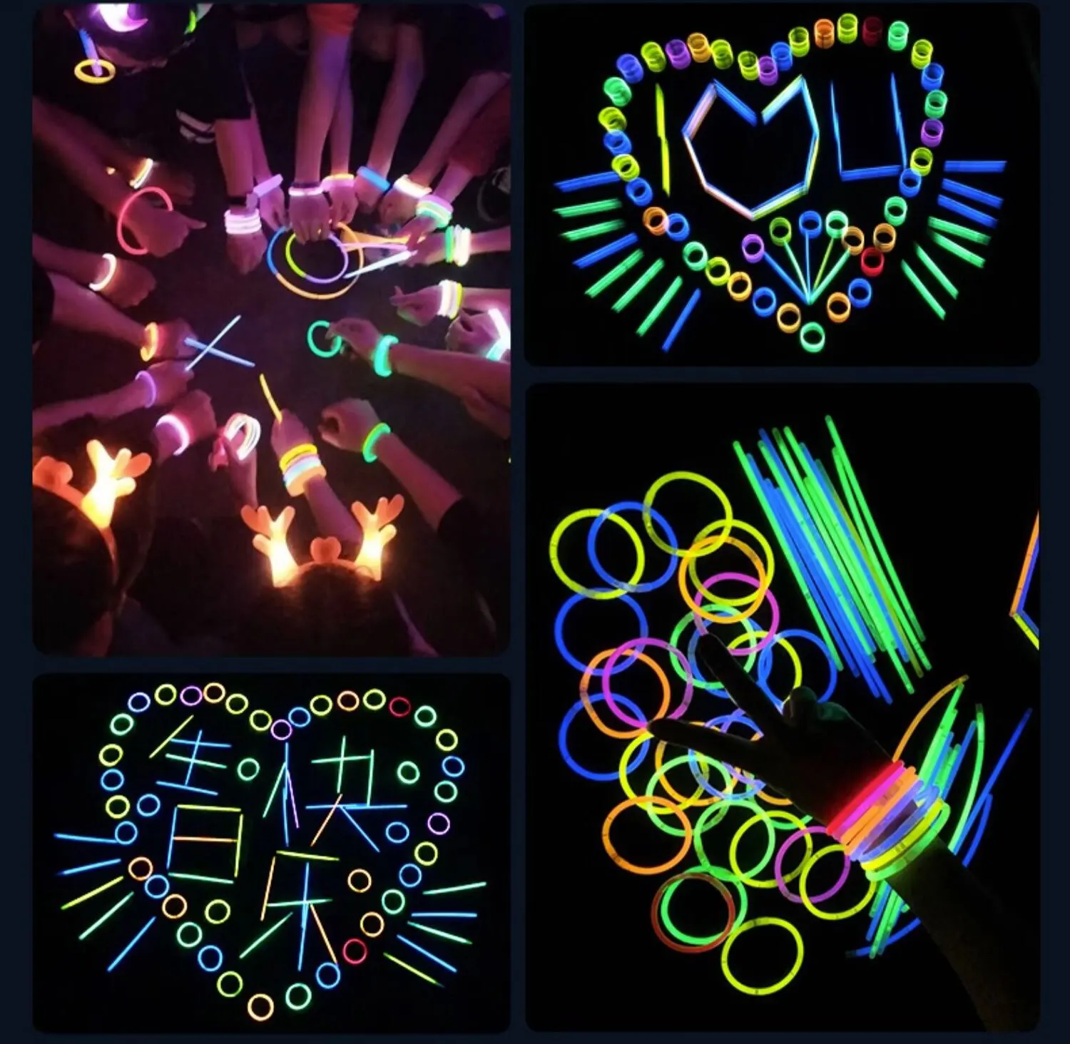 100Pcs Neon Lights Stick Concert Birthday Party Props Fluorescent Luminous Light Bracelets