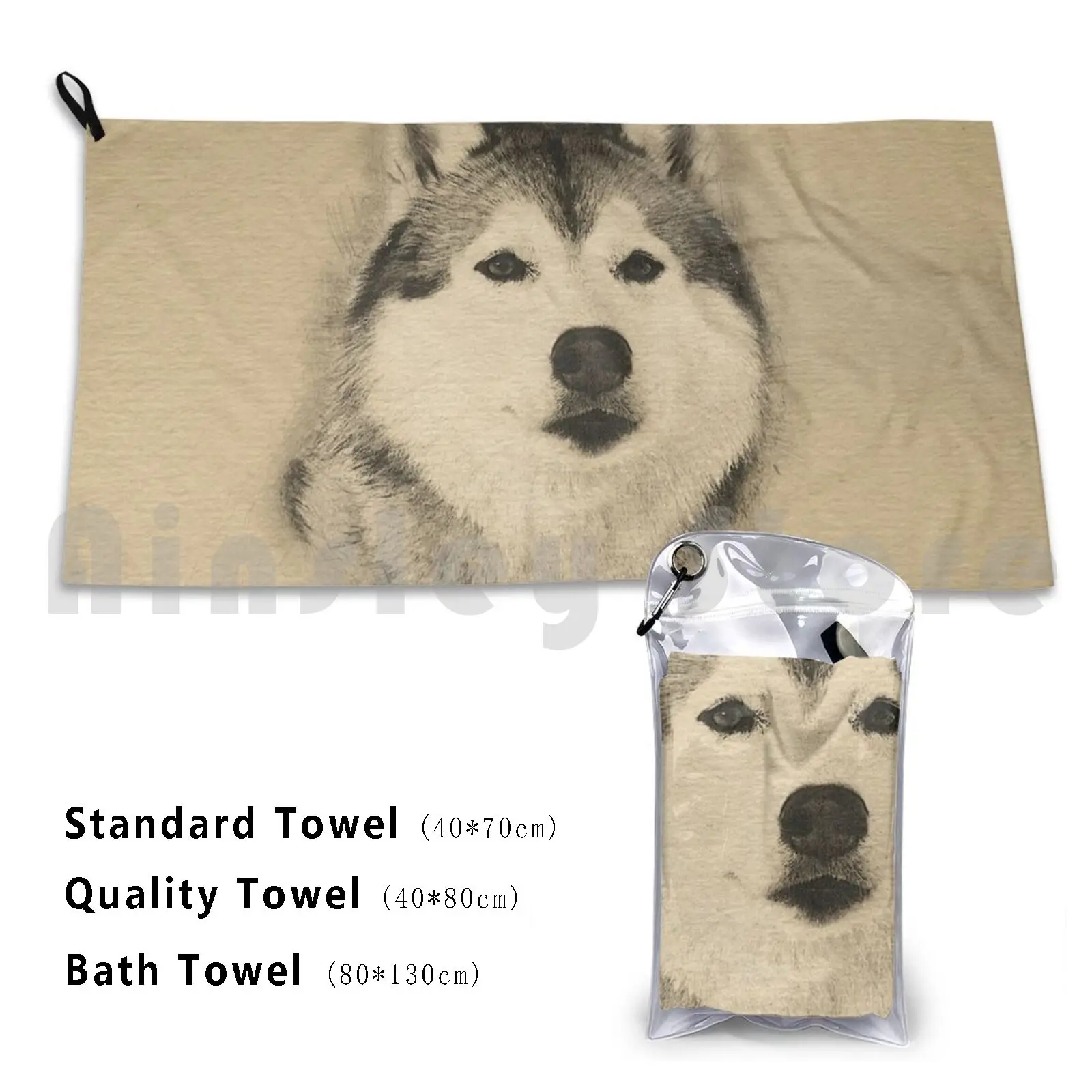 Toalla de playa Husky Siberiano, toalla de calidad de secado rápido, Husky Siberiano, Husky, trineo, perro Malamute Chuksha, perro Siberiano Husky