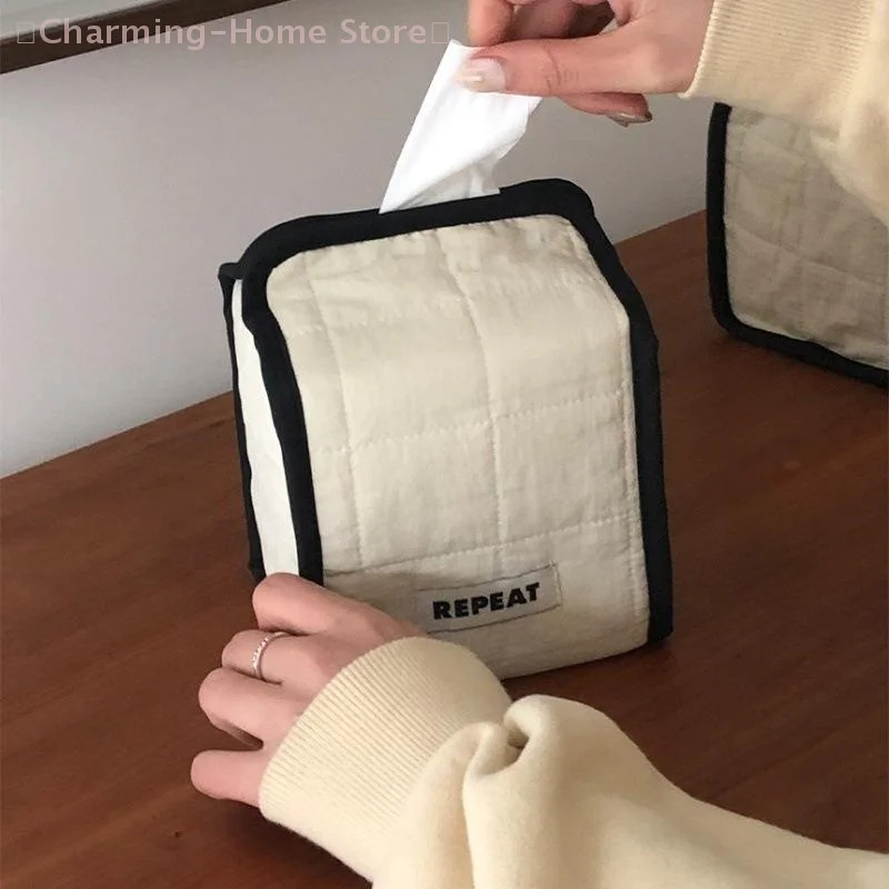 【M】Space-Saving Car Tissue Box Holder, Round Square Design Paper Napkin Storage Case, Compact Table Decor for Vehicle & Home