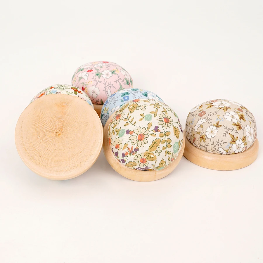 1 قطعة حقيبة حامل إبرة الأزهار الصغيرة – حامل إبرة قاعدة خشبية – أدوات خياطة يدوية الصنع - وسادة إبرة بغرز متقاطعة #5