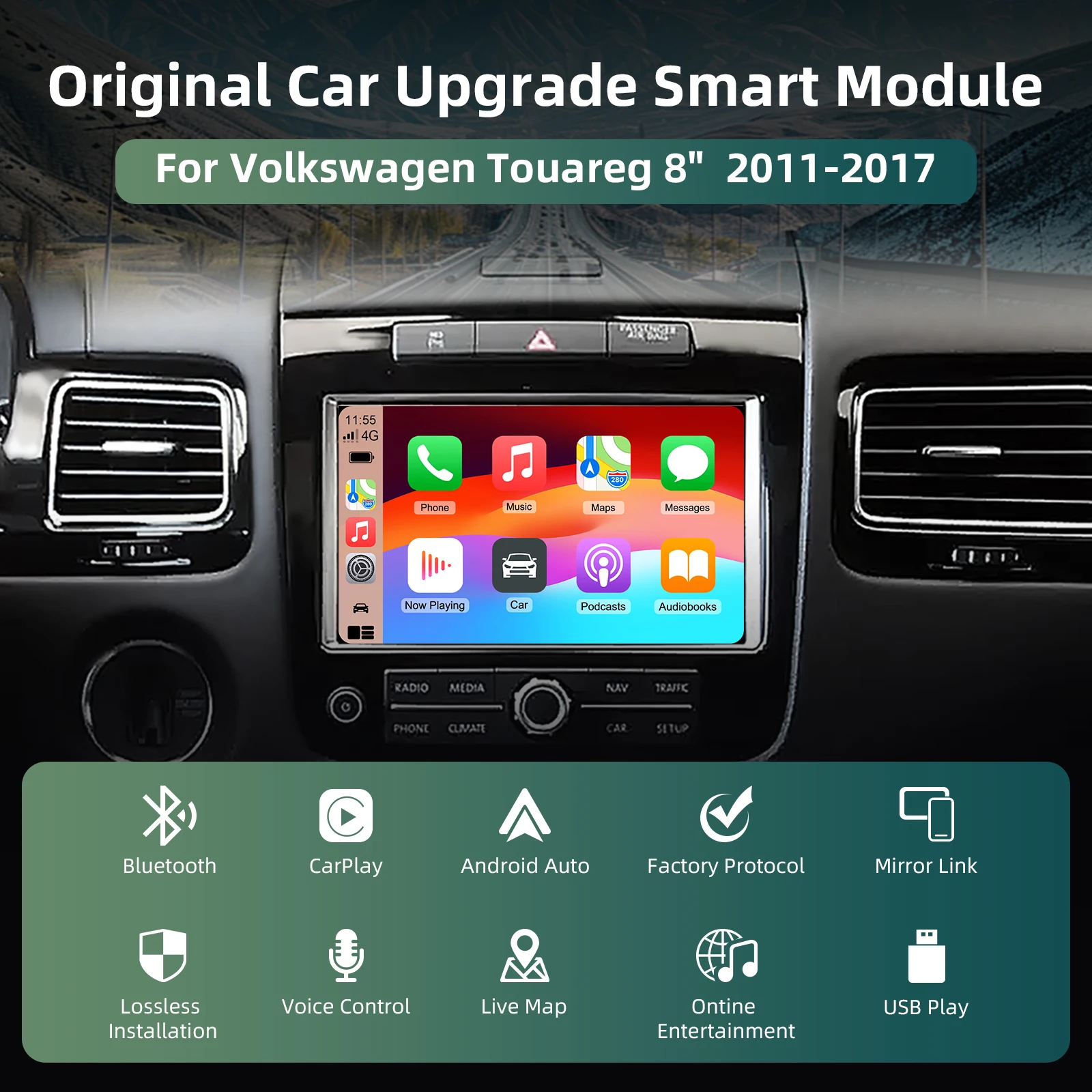 Ezonetronics OEM Screen Upgrade Decoder BoxCarPlay Android Car Modification Kit for Volkswagen Touareg 8