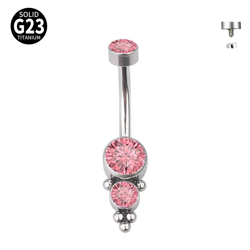 G23 Titanium Belly Button Rings Petite Navel Ring for Women Body Piercing Jewelry 14G ASTM F136 Round Purple Synthetic Opal Whit