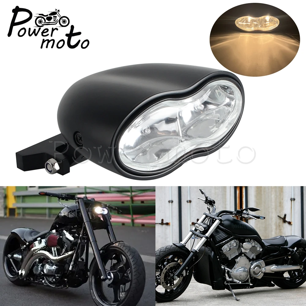 Motorcycle 12V 55W Old School Cyclop Headlight Glass Headlamp Vintage Running Light For Harley Chopper Bobber Cafe Racer Cruiser