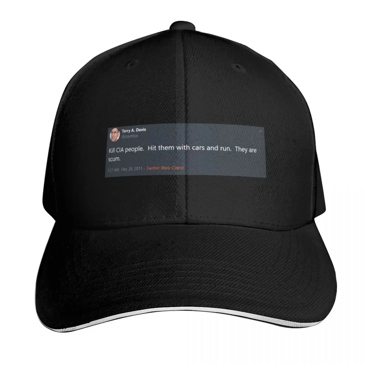 Terry A Davis CIA Tweet Baseball Cap Lightweight Packable Gift for Him Her Casual Daily Wear