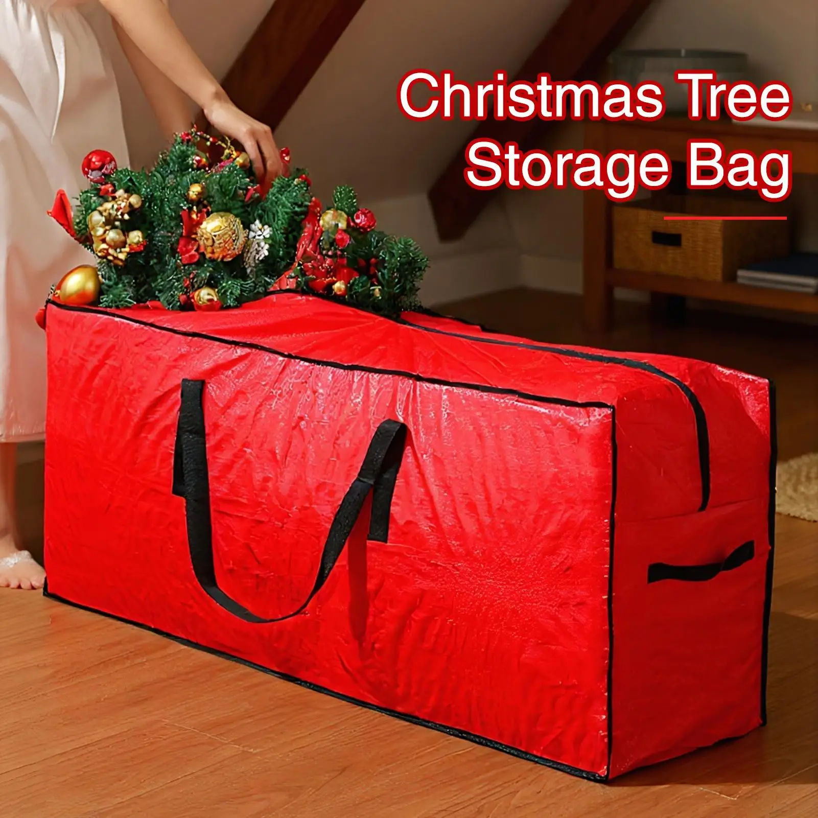 

2025 Christmas tree storage bag with reinforced handle and double zipper Artificial Christmas Tree Storage Container bag