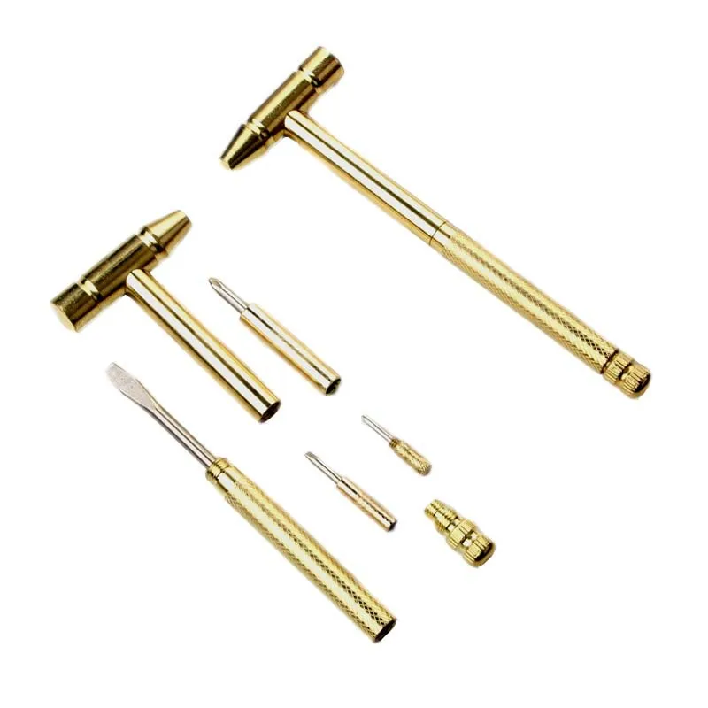 

6 in 1 Multifunctional Screwdriver Hammer Mini Small Copper Hammer Household Small Hammer Multifunctional Bronze Hammer