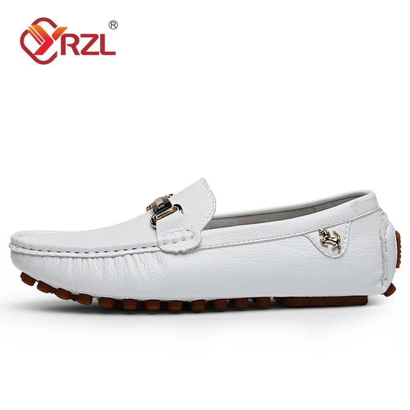 YRZL Loafers Men Handmade PU Leather Loafer Casual Driving Flats Slip-on Shoes Luxury Comfy Moccasins Big Size Loafers Shoes Men