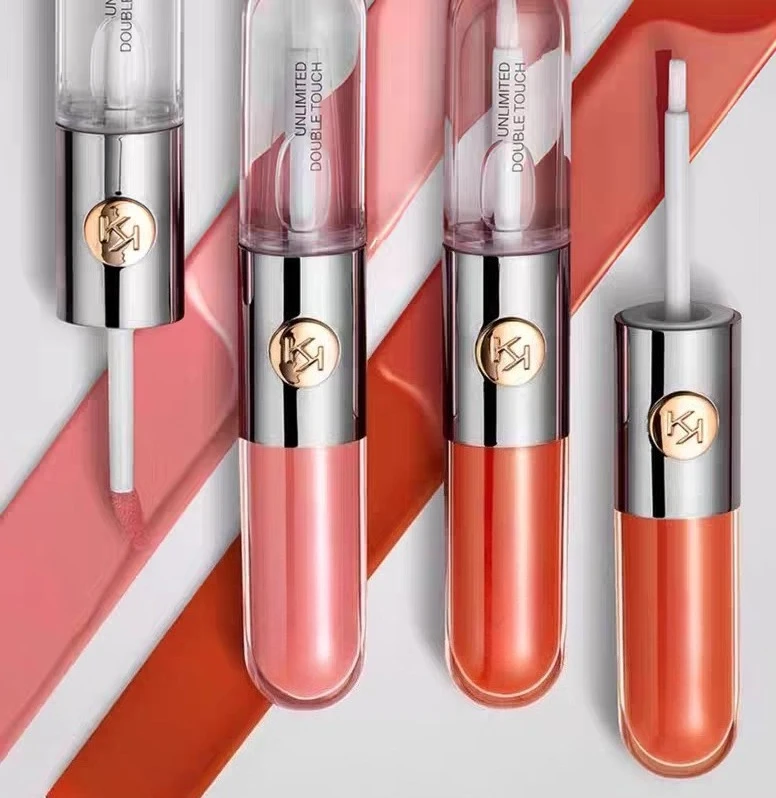 @// حار برأسين أحمر الشفاه مرآة شفافة ملمع الشفاه غير يتلاشى النفط مثير غني ملمع الشفاه الحليب الشاي الفول لصق عارية ماكياج #4