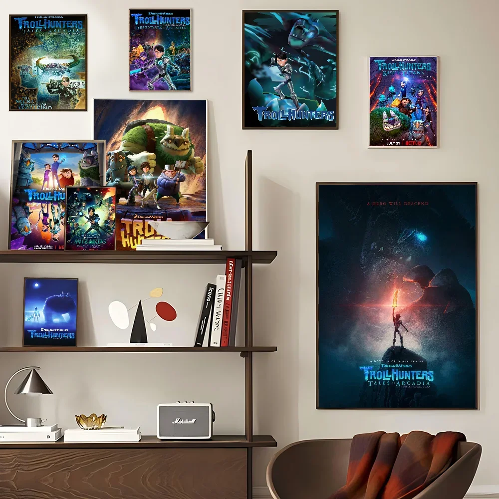 Anime Trollhunters Movie Movie Sticky Posters Retro Kraft Paper Sticker DIY Room Bar Cafe Aesthetic Art Wall Painting