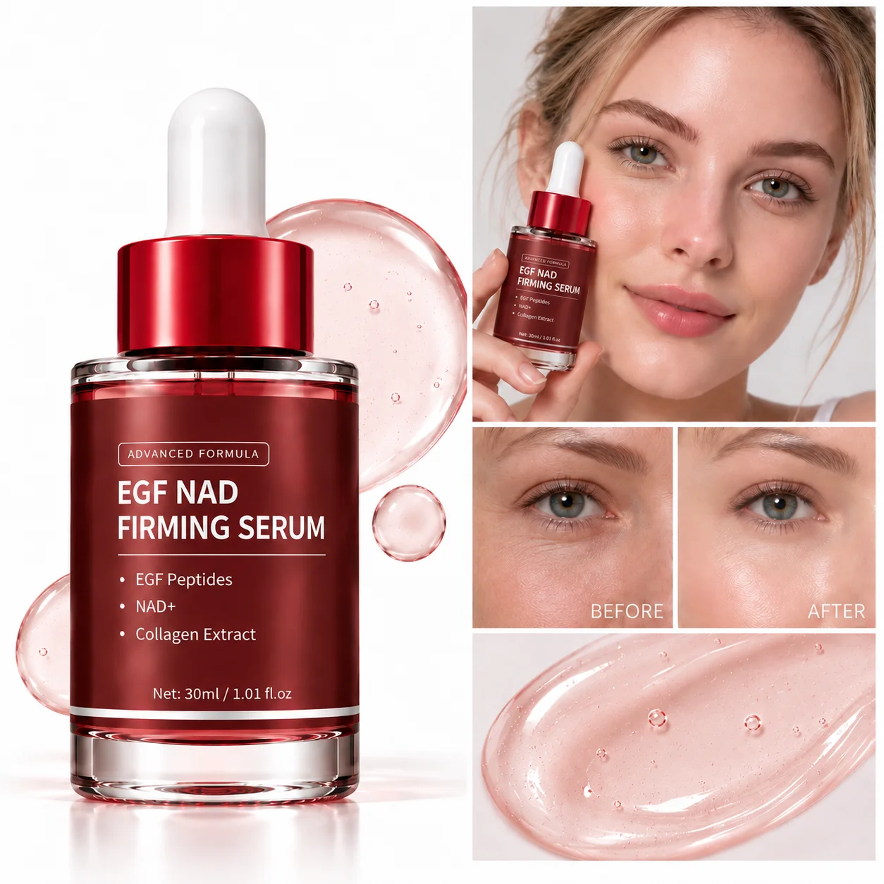 1/3/5pcs NAD EGF Firming Serum for Women, Plumping Radiance Boosting Serum, Cares for Look of Fine Lines, Skin Elasticity & Firm
