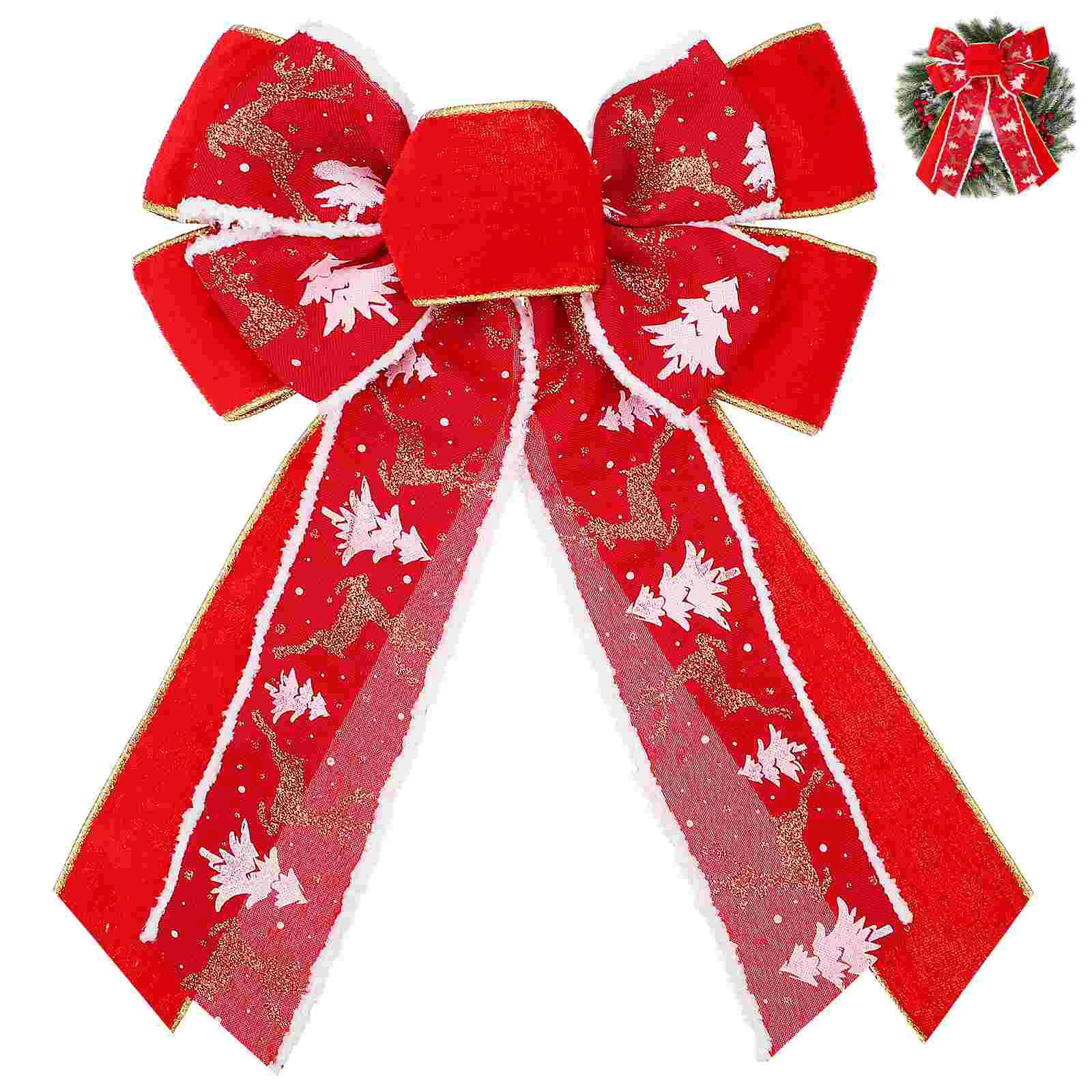 

Christmas Tree Decoration Topper Bow Bows for Wreaths Trees Decorations Red Tie