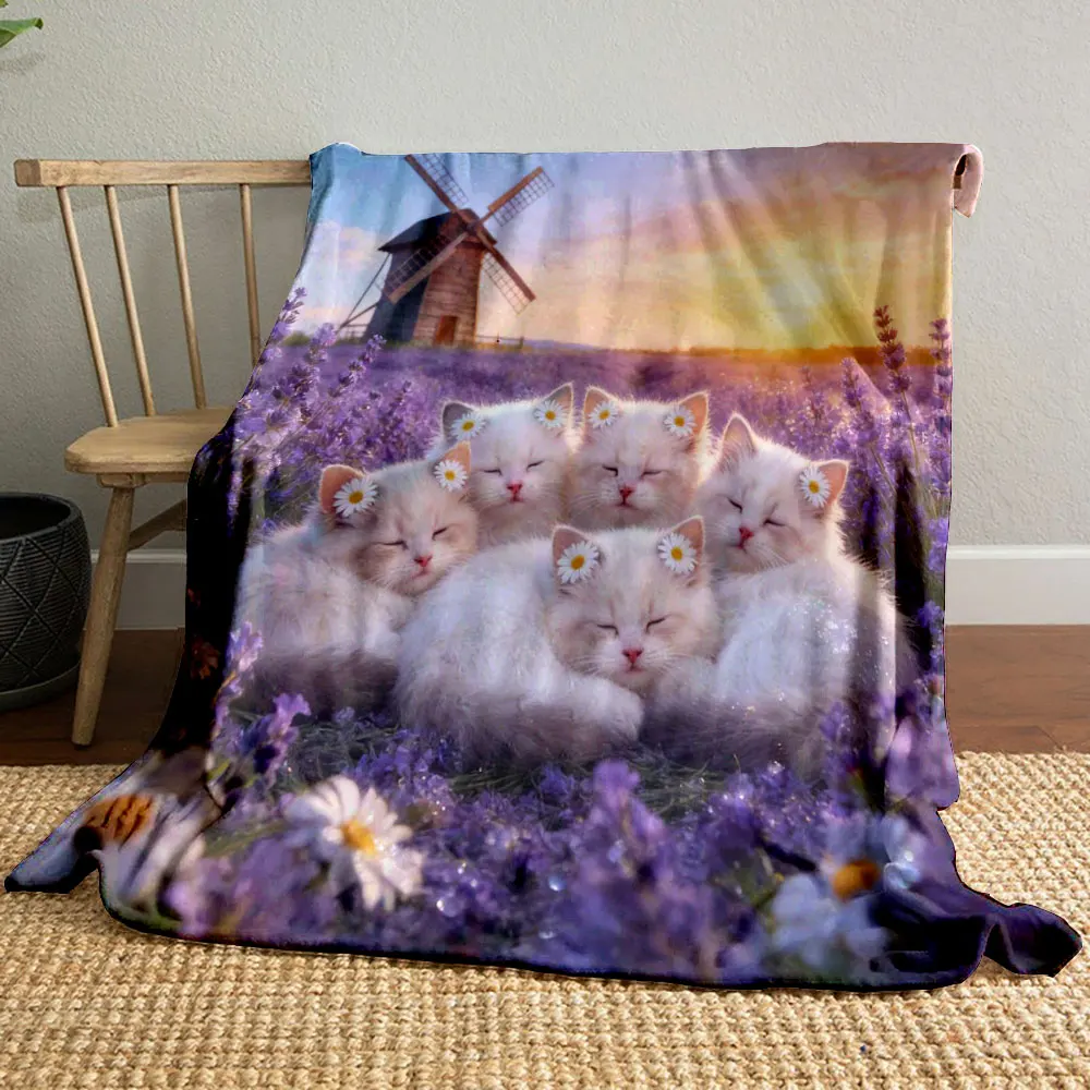 1PC Cute Animals and Flowers Printed Blanket Soft and Warm Home Travel Blanket Adult and Child Blanket Luxury Gifts