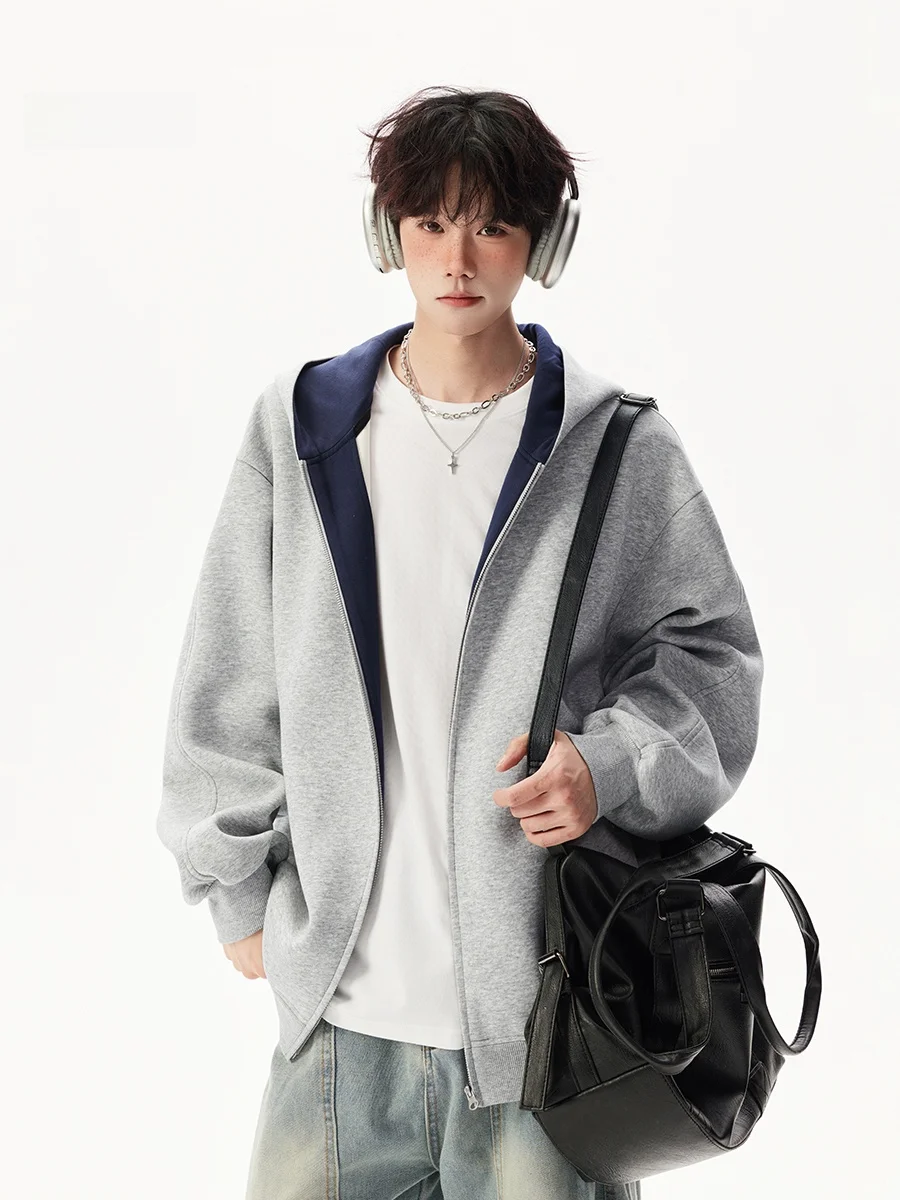 

American Sle 420g Heavyweight Zipper Open Cardigan Sweatirt Men's ort Faionable Casual Outerwear for Autumn