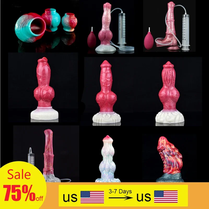 FAAK Silicone Large Knot Fantasy Squirting Penis With Suction Cup Ejaculation Dildo Sex Toys Anal Plug Fast Shipping From US