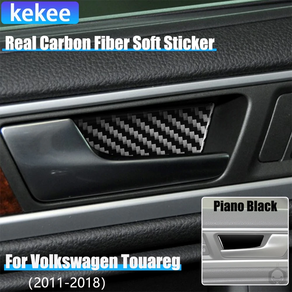 

Real Carbon Fiber Car Accessories Door Handle Bowl Cover Sticker For VW Touareg 7P MK2 2011 2012 2013 2014 2015 2016 2017 2018