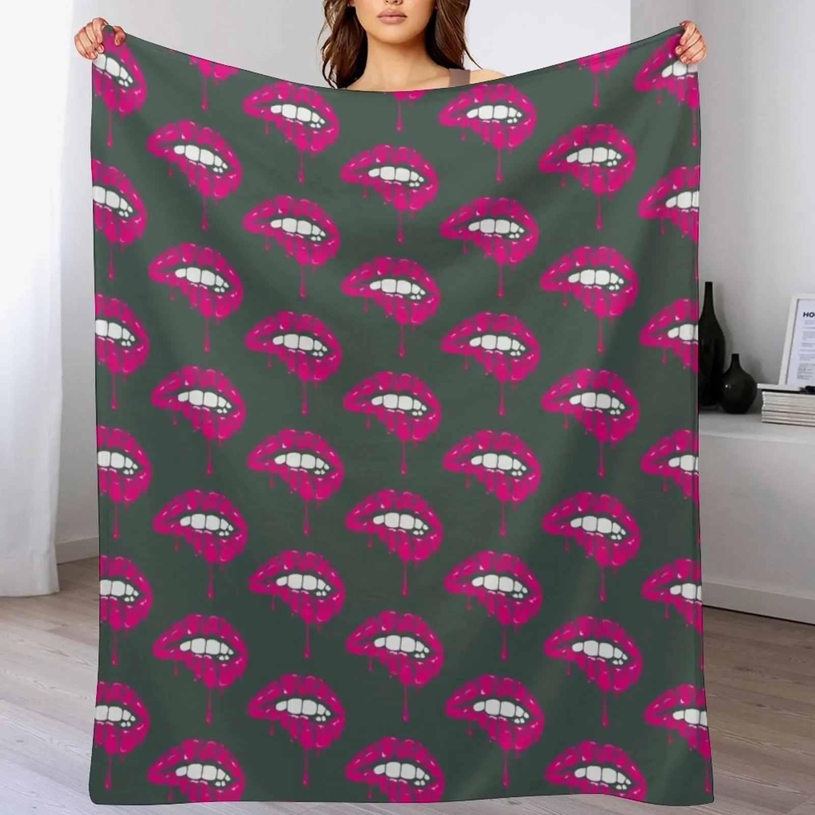 

Ben Azelart Merch Stay Wild Lip Throw Blanket Bed Fashionable Furrys Blankets