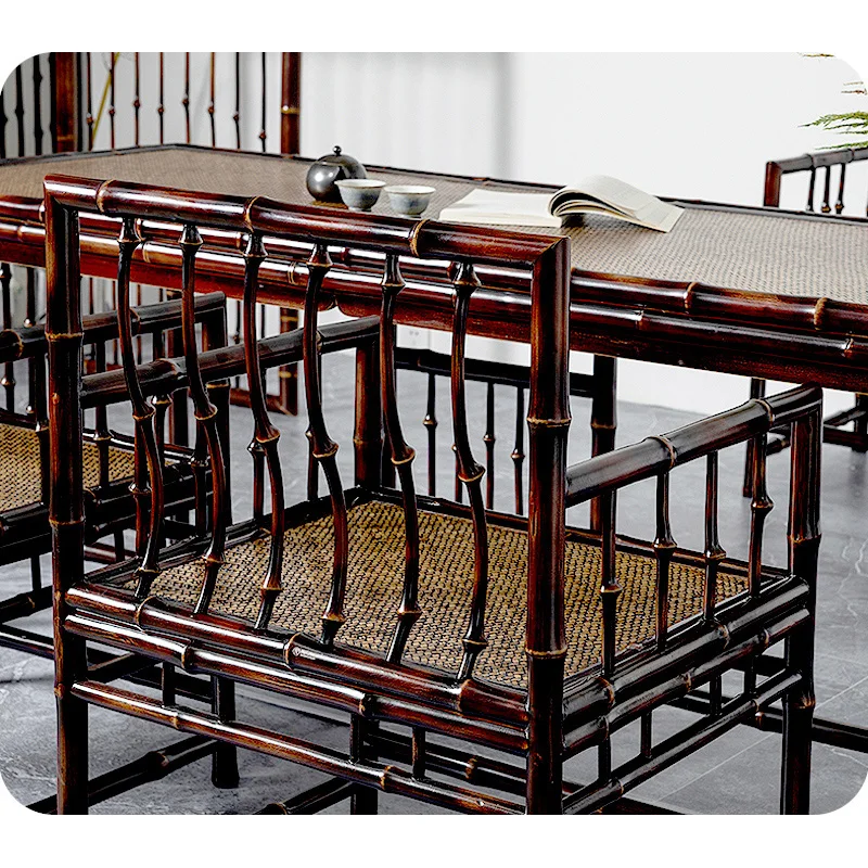 

Suo's new Chinese style bamboo master chair living room tea room with armrest backrest tea chair Ming style ancient handmade bam