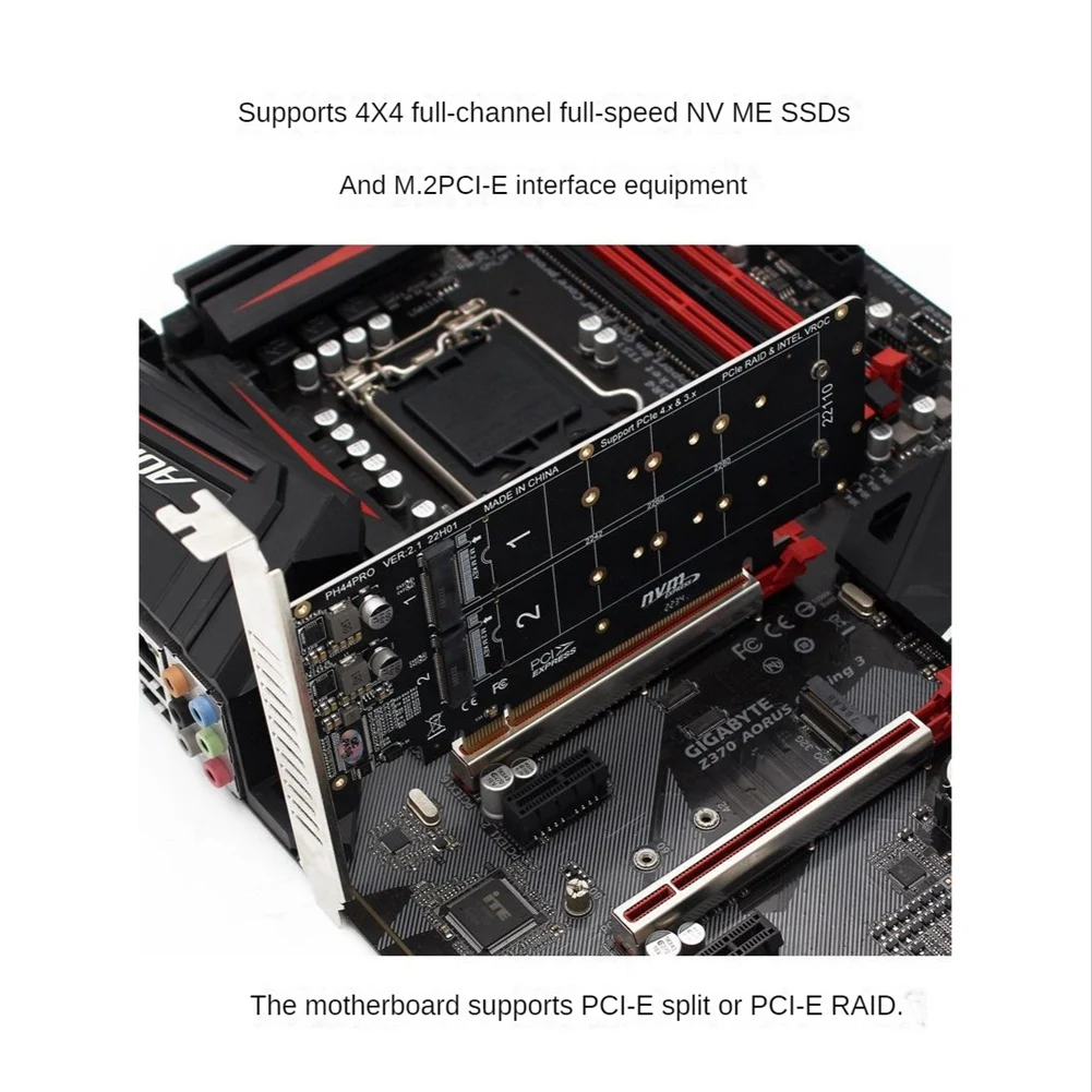 

Ingenious-2X PCIE 4.0 Dual-Disk Pciex16 To M.2 M-Key NVME SSD Expansion Card,Supports 4 Nvme M.2 M Key 2280 SSD