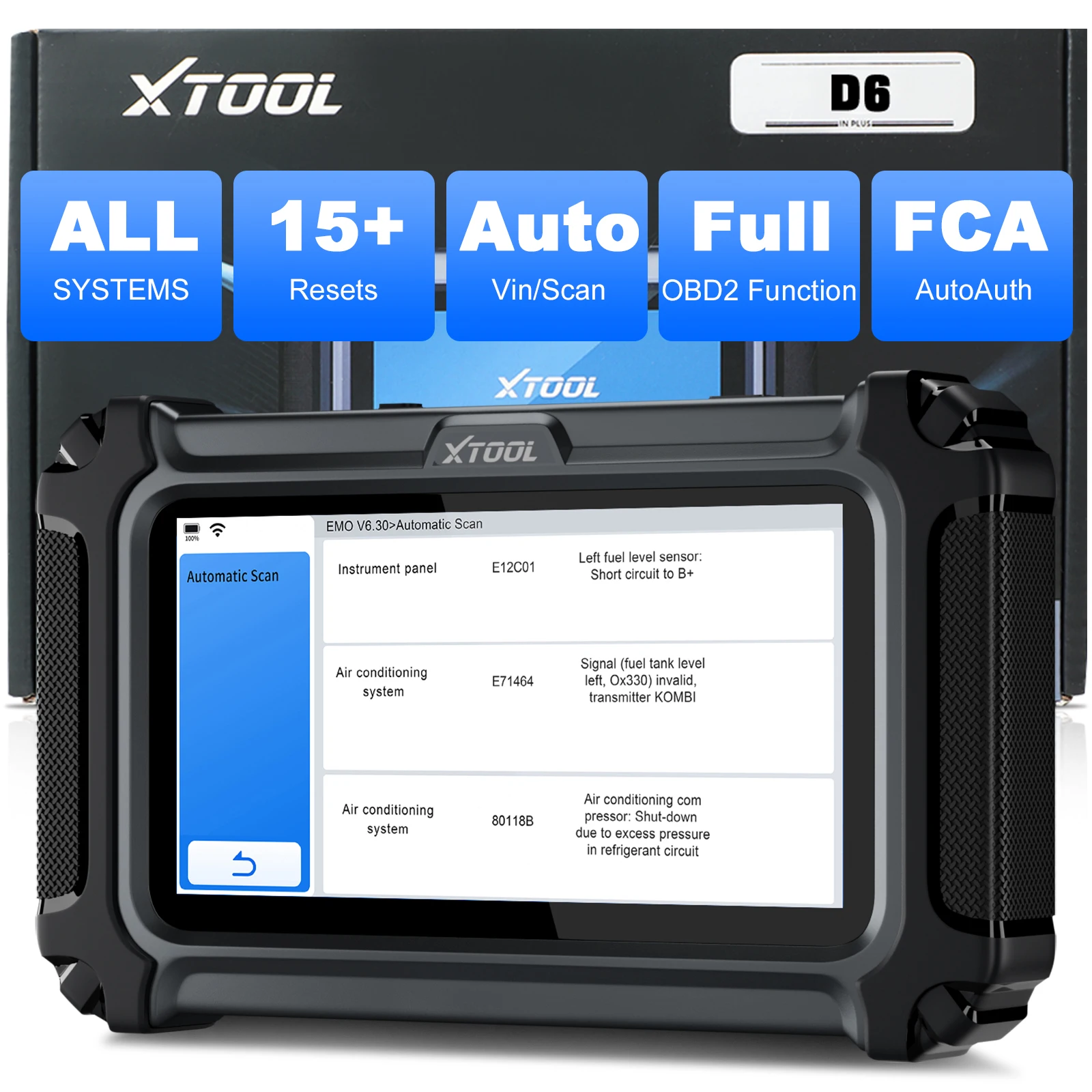 

XTOOL D6 OBD2 Scanner,15+services ,Lifetime Free Update,DTC Search Scan Tool,FCA&CAN FD,Full Systems Diagnosis ,Live Date