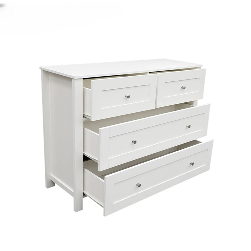 Dresser for Bedroom, Classic Style 3 Tier 4 Drawer Chest Cabinet Furniture of Home, White