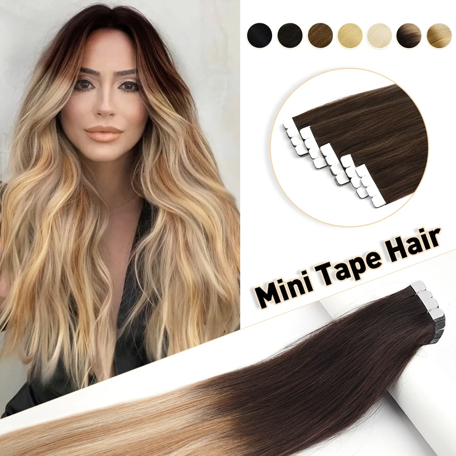 Neitsi Human Hair Tape In Extension Hair Style US Strong Adhesive Tape Natural Human Hair Extensions Ombre Blonde For Salon