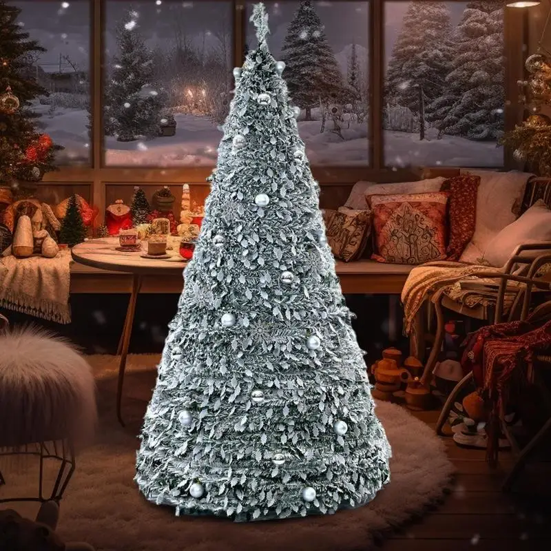 Foldable Christmas Tree without Decorative Lights Multifunctional PVC Material for Indoor Outdoor Easily Install Lightweight