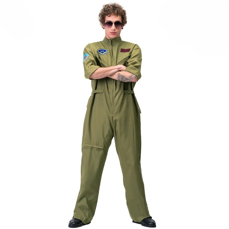 Adult men flight jacket performing costumes Halloween Air Force uniform stage wear cosplay party costume