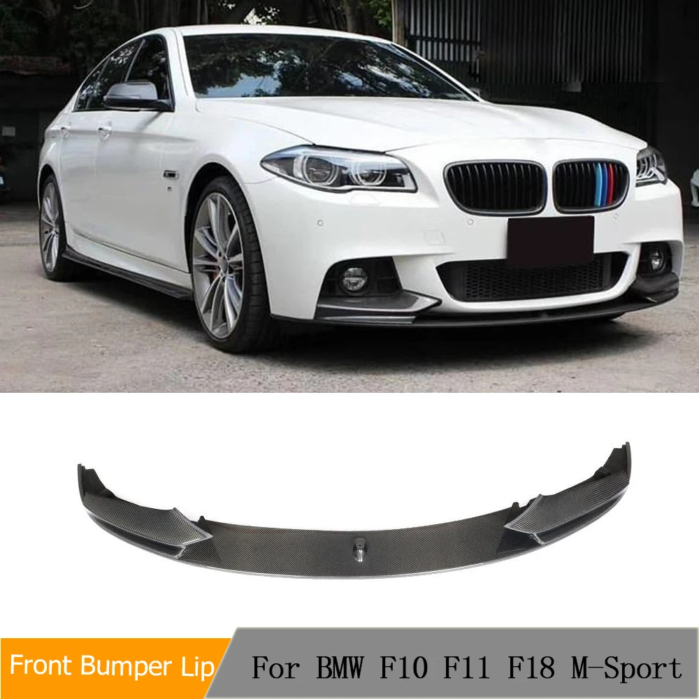 Car Front Bumper Lip Spoiler Splitters for BMW 5 Series F10 F11 F18 M Sport 2011-2016 Carbon Fiber Front Bumper Chin Lip Guard