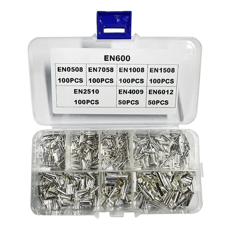 600pcs Wire End Ferrules Assortment Uninsulated Cable Sleeves Set Wire End Ferrules Set Mix Size for Wire Connection